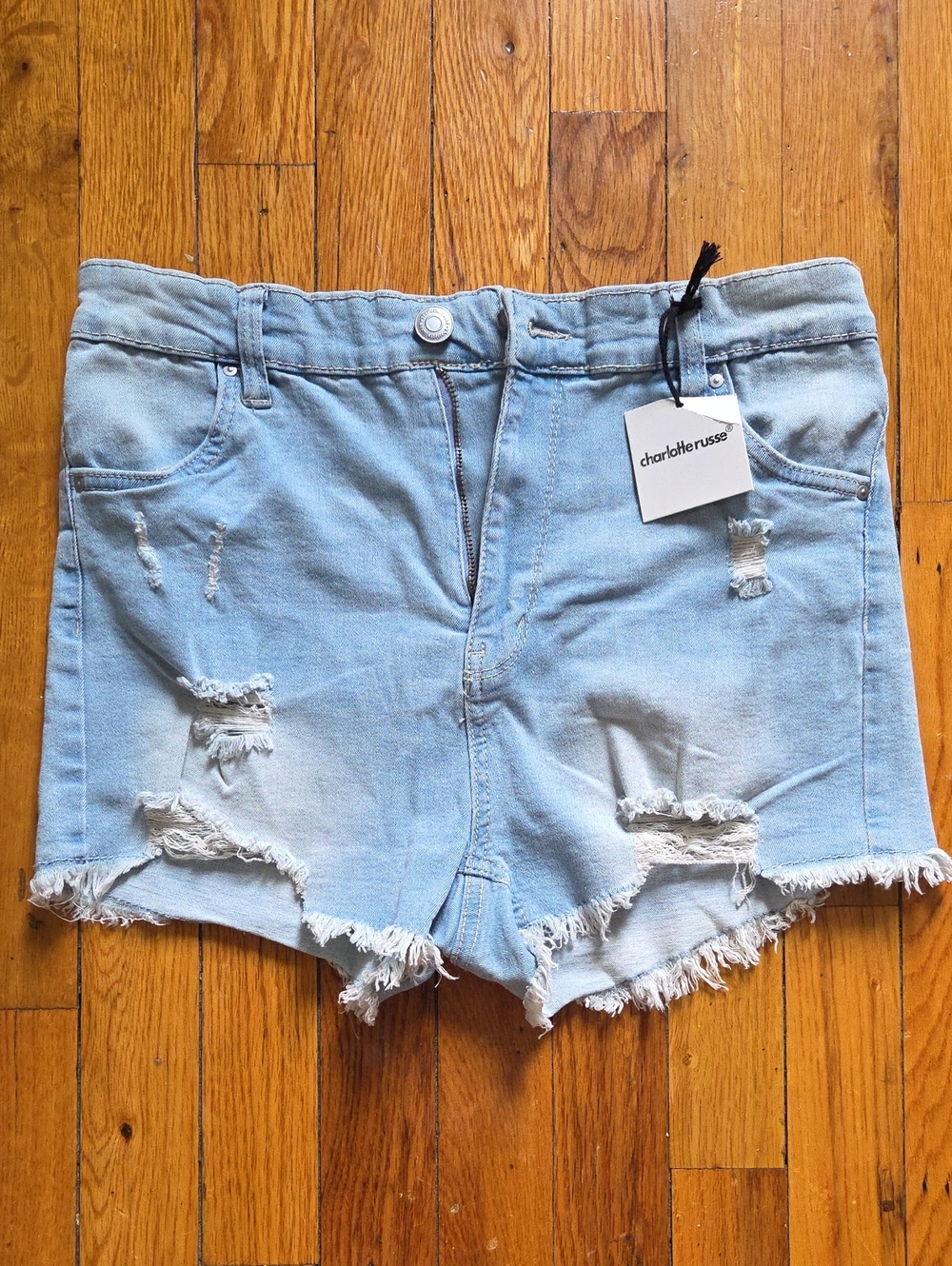 Charlotte Russe Light Blue Distressed Denim Cutoff Shorts